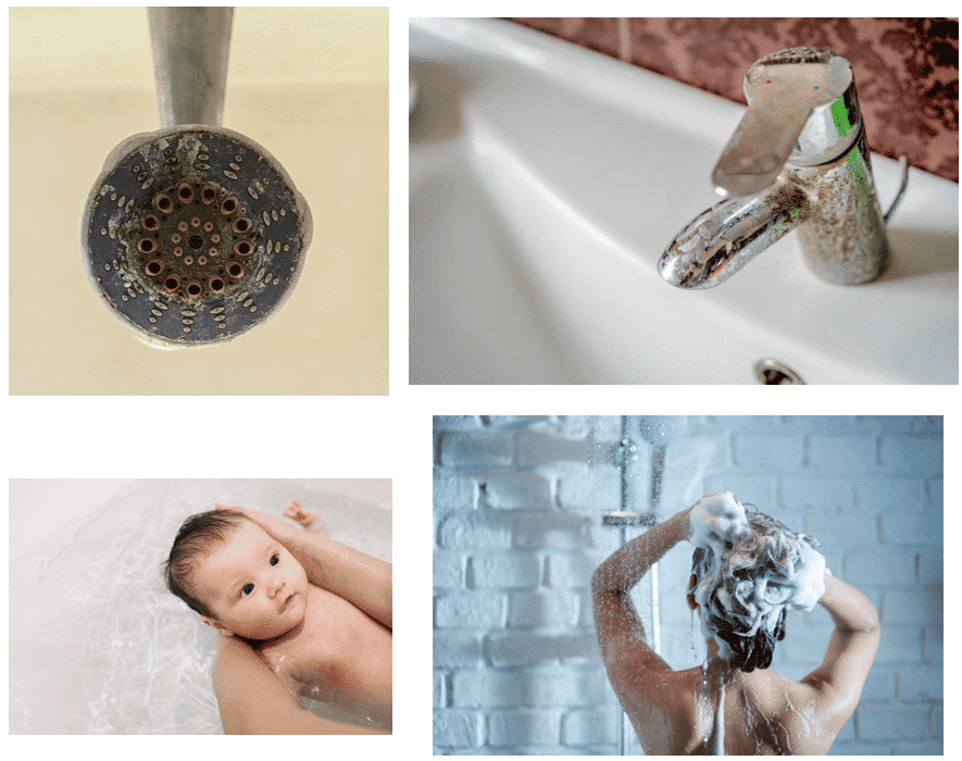 Home water uses photo collage
